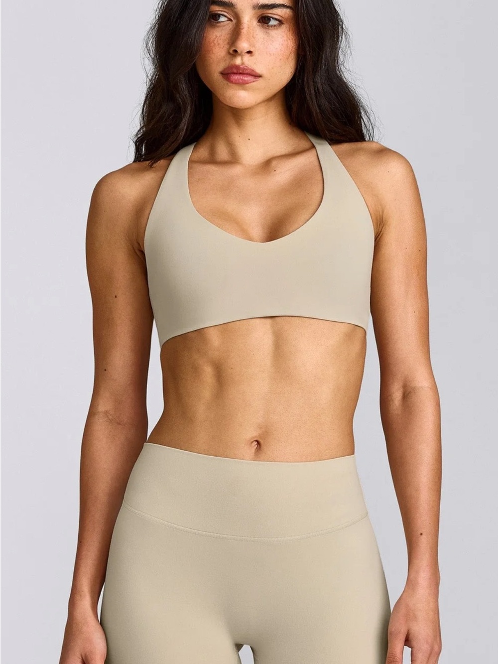 Oner Active Scoop Neck Sports Bralette - oatmeal